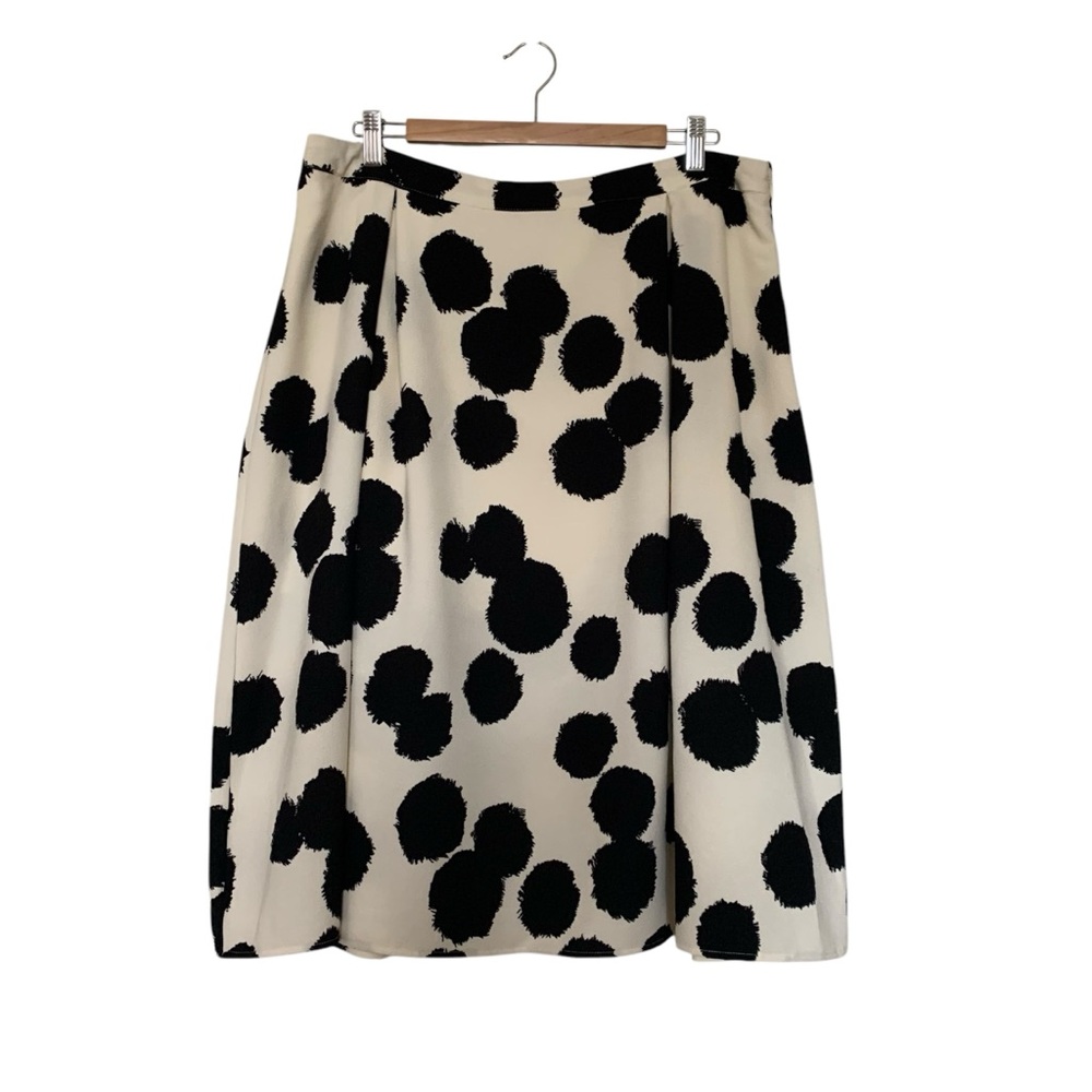 WHO WHAT WEAR Black and Cream Polka Dot Midi A-Line Skirt Size 16